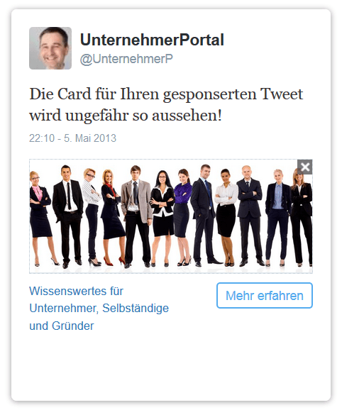 Website-Card für den Einsatz auf Twitter